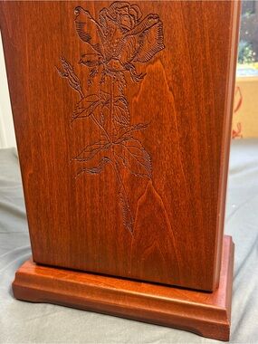 Vintage Eureka Jewelry Box Reed & Barton Wood Chest Velvet Lined USA Large Rose